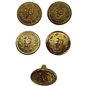 Small P Police Gold tone Shank Button Screw lot Waterbury Fine Quality England